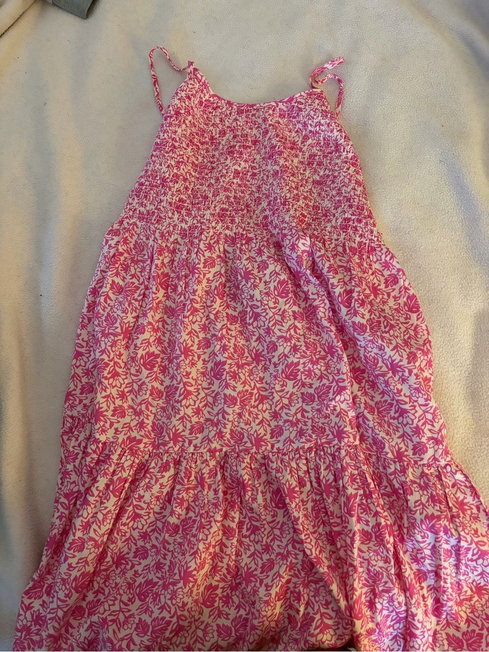 GAP Pink Floral Smock Maxi Dress with Tie Straps
